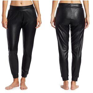 Commando Women's Faux Vegan Leather Joggers in Black Size L